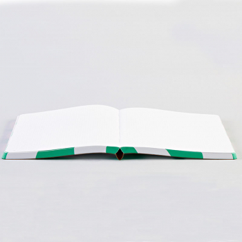 Nuuna, Notizbuch,Flex-Cover aus recyceltem Leder Seiten Punktraster,Flower Power, bedruckt Blumenmotiv blau-rosa, geöffnet